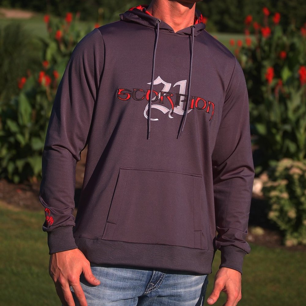 Grey & Red Scorpion 21 Overlay Hoodie